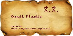 Kunyik Klaudia névjegykártya